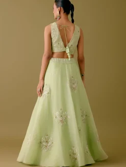 Pistachio Green Dori And Sequins Embroidered Lehenga Set