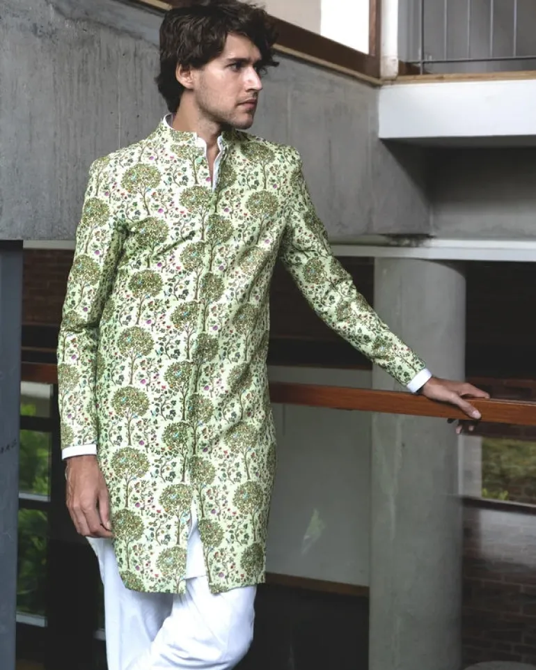 Pistachio Tree Of Life Achkan Set