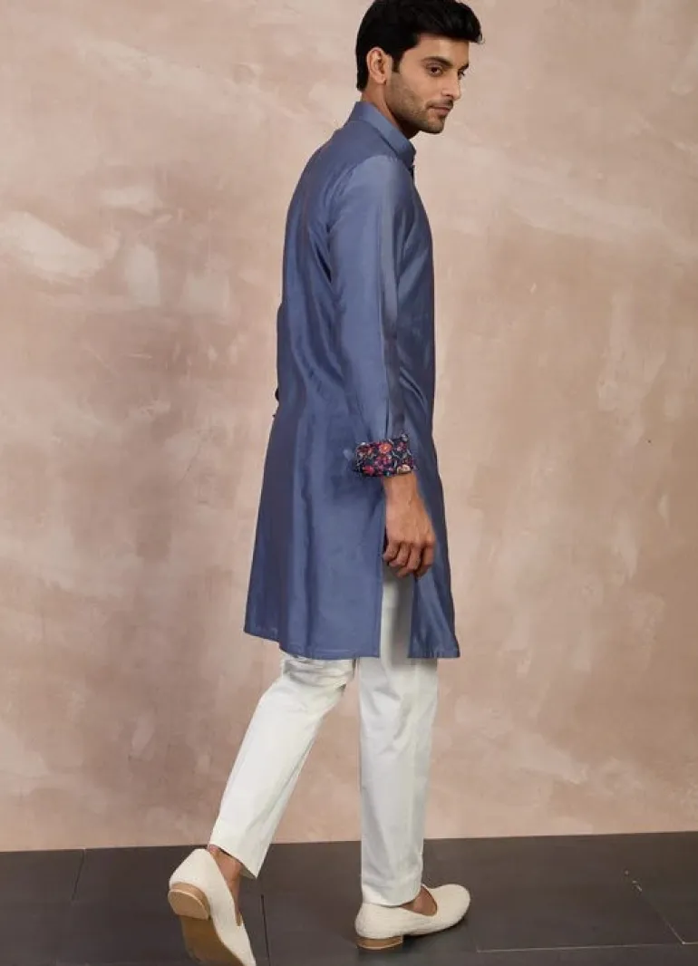 Plain Chanderi Silk Straight Kurta Set