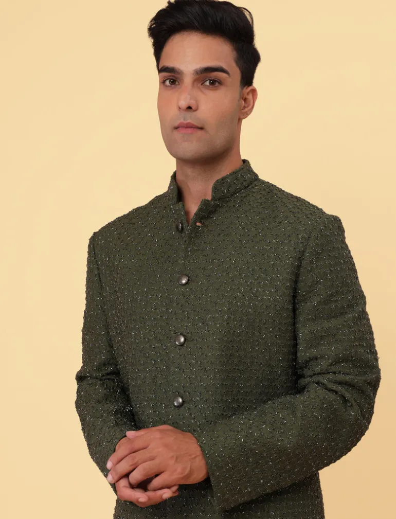Plant Highlighted Sherwani Set