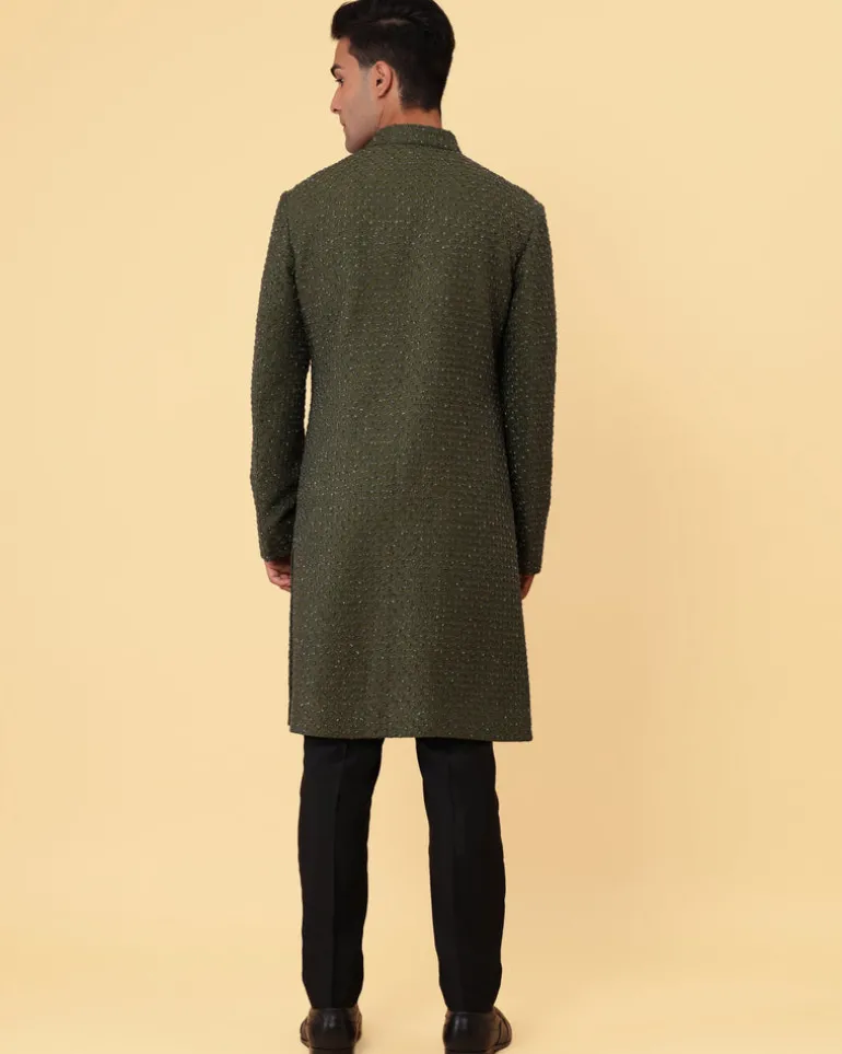 Plant Highlighted Sherwani Set