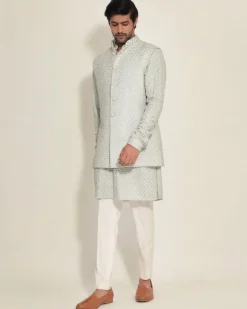 Plant Thread Two-Tone Koti-Kurta Set