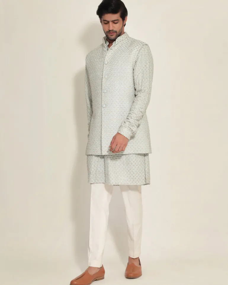 Plant Thread Two-Tone Koti-Kurta Set