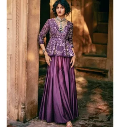 Plum Chiniya Silk Pant Set