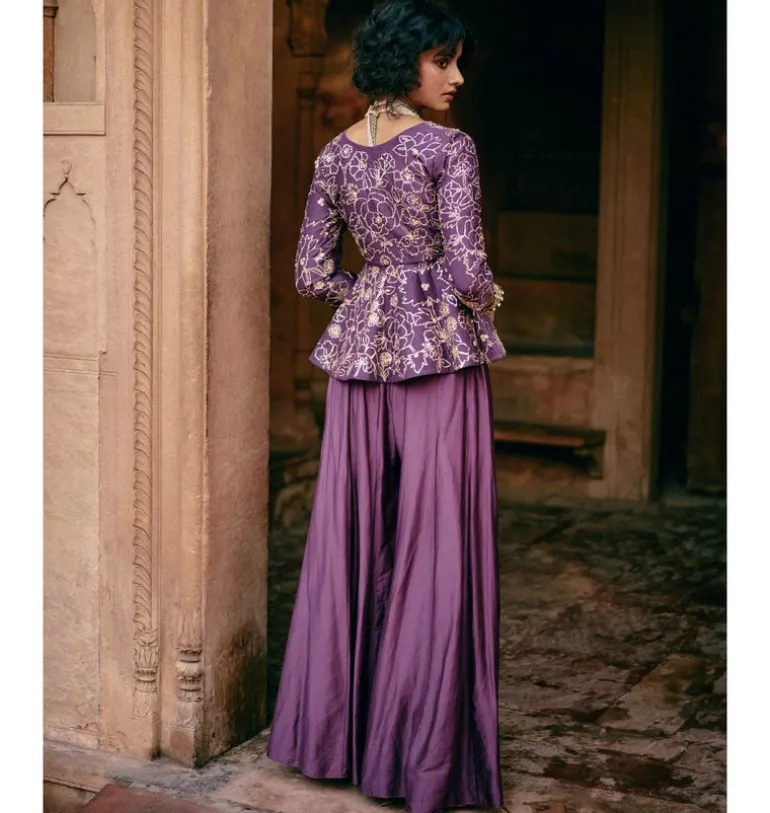 Plum Chiniya Silk Pant Set