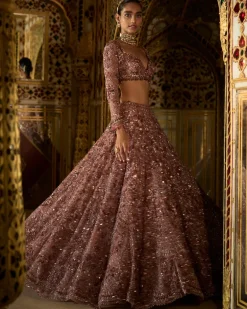 Plum Crystal Lehenga Set