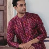 Plum Printed Kurta Set