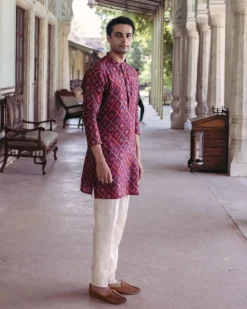 Plum Printed Kurta Set