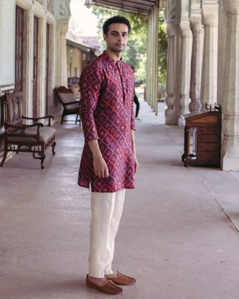 Plum Printed Kurta Set