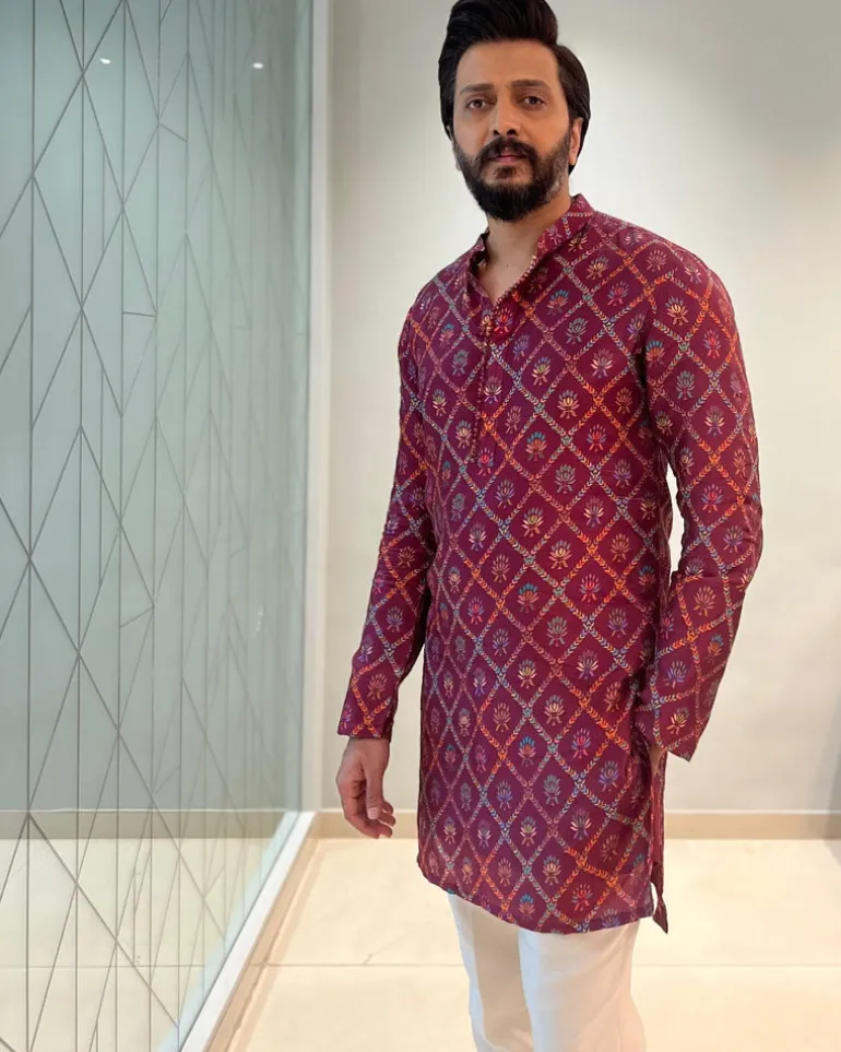 Plum Printed Kurta Set