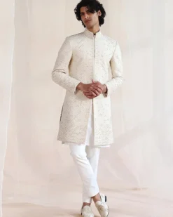 Pooran Ivory Embroidery Sherwani