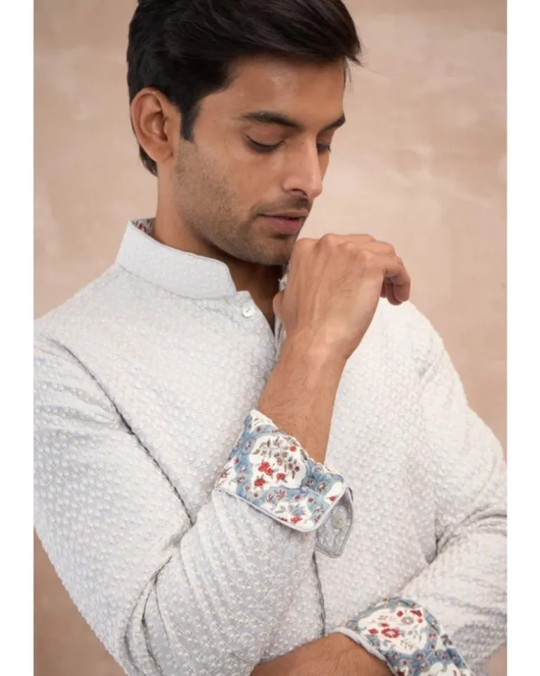 Powder Blue Inara 3.0 Foe Nehru Jacket Set