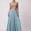 Powder Blue Mirror Embroidered Sharara Set