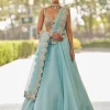 Powder Blue Organza Mirror Embroidered Lehenga Set
