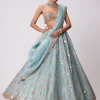 Powder Blue Organza Sequin Embroidered Lehenga Set