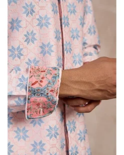 Powder Pink Blue Kairos Foe Kurta Set