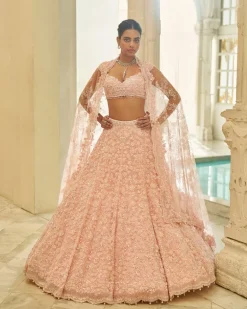 Powder Pink Floral Lehenga Set