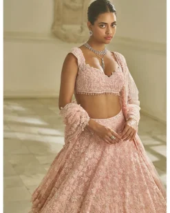 Powder Pink Floral Lehenga Set