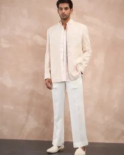 Powder Pink Half Moon Dori Bandhgala Set