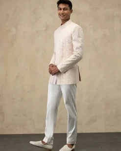 Powder Pink Half Moon Dori Bandhgala Set