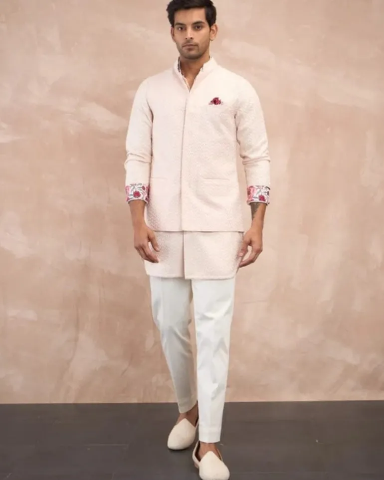 Powder Pink Inara 3.0 Foe Nehru Jacket Set