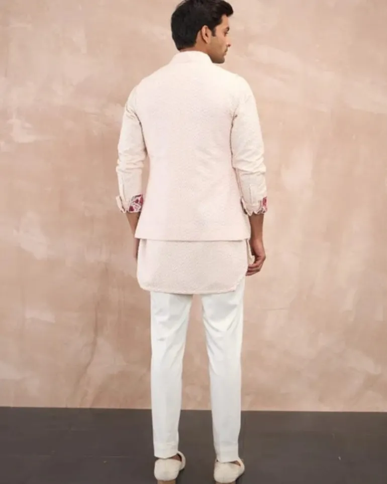Powder Pink Inara 3.0 Foe Nehru Jacket Set