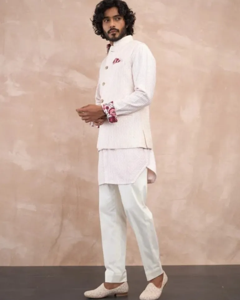 Powder Pink Inara Foe & Sb Nehru Jacket Set