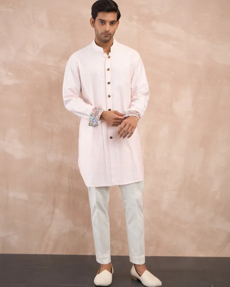 Powder Pink Inara Motif Foe & Sb Kurta Set