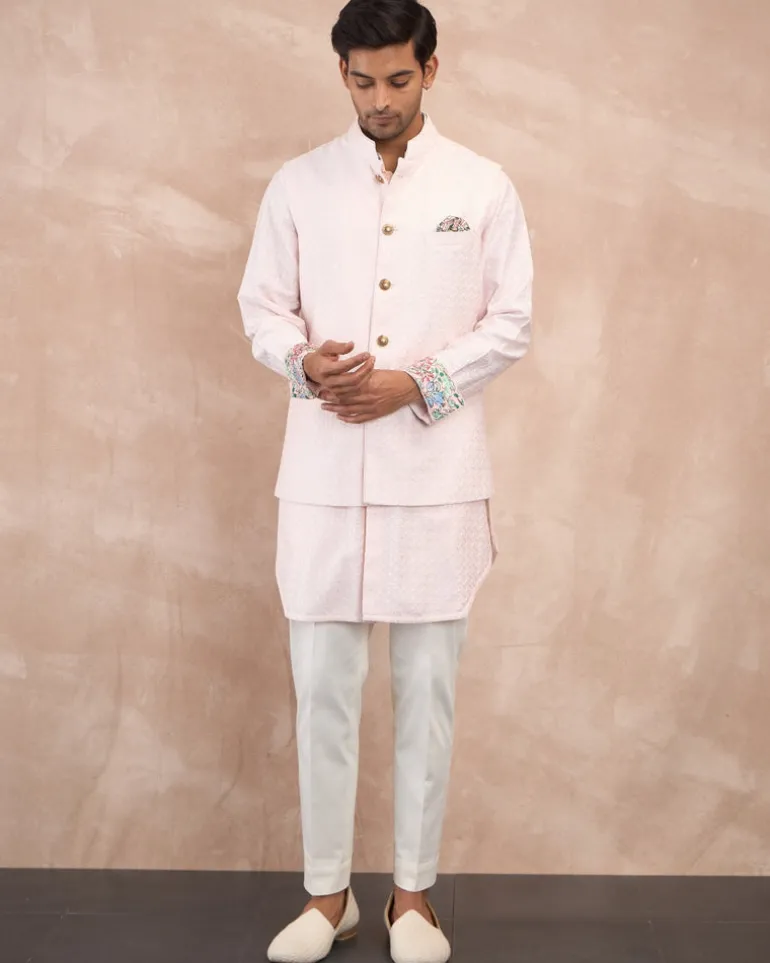 Powder Pink Inara Motif Foe & Sb Kurta Set