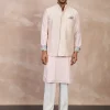 Powder Pink Plain Chanderi Straight Kurta Set