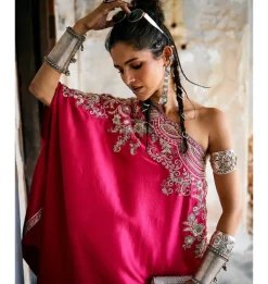 Pranjali Pink Shoulder Gota Cape Set