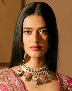 Pratima Green Mother of Pearl Necklace Set