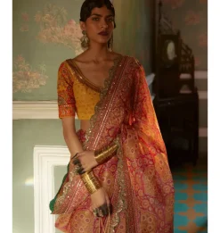 Print Organza Sari Set