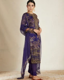 Purple Floral Kurti Set