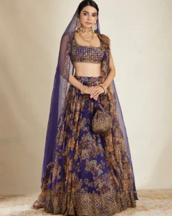 Purple Floral Lehenga Set