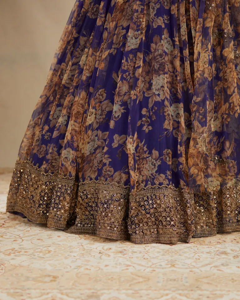 Purple Floral Lehenga Set