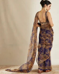 Purple Floral Sari Set