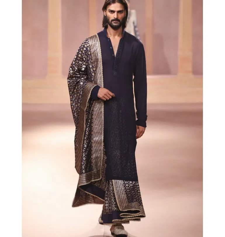 Purple Plain Kurta with Dupatta Set