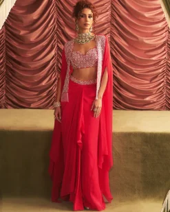 Radha Cape & Draped Skirt Set