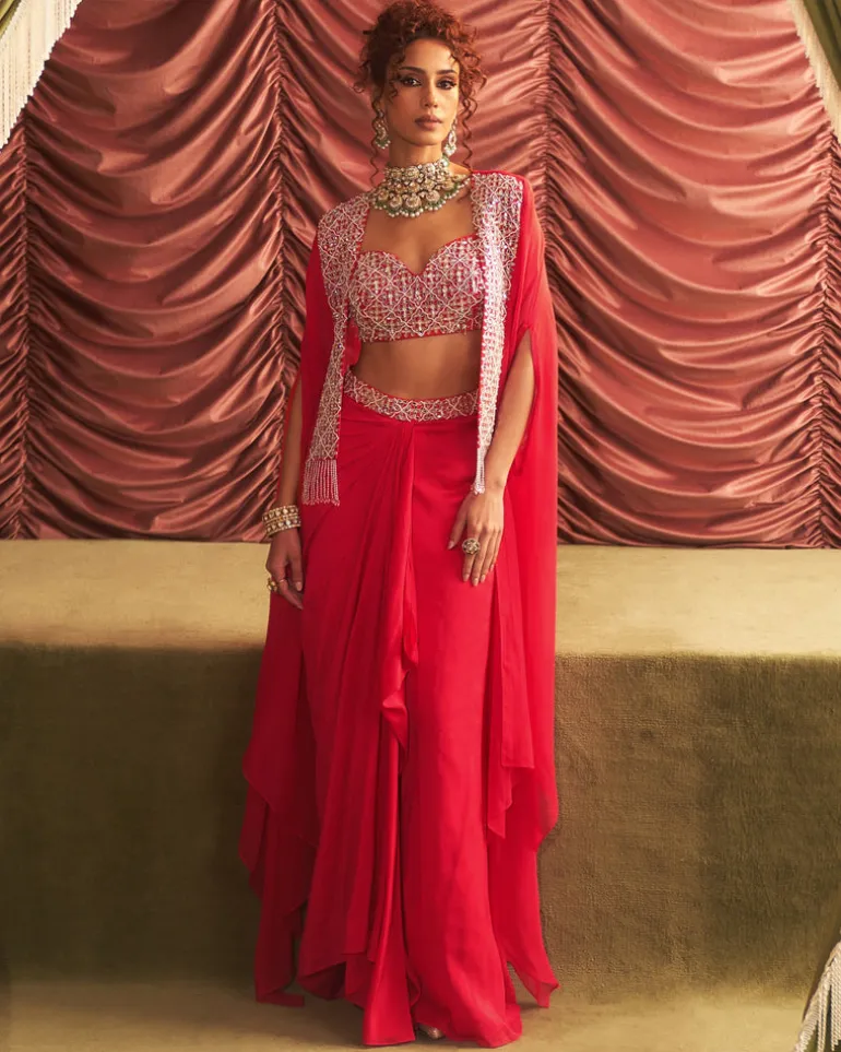 Radha Cape & Draped Skirt Set