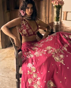Rani Pink Motif Placement Lehenga Set