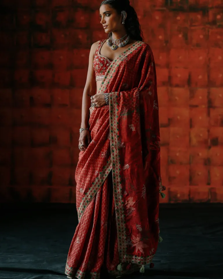 Raspberry Sari Set