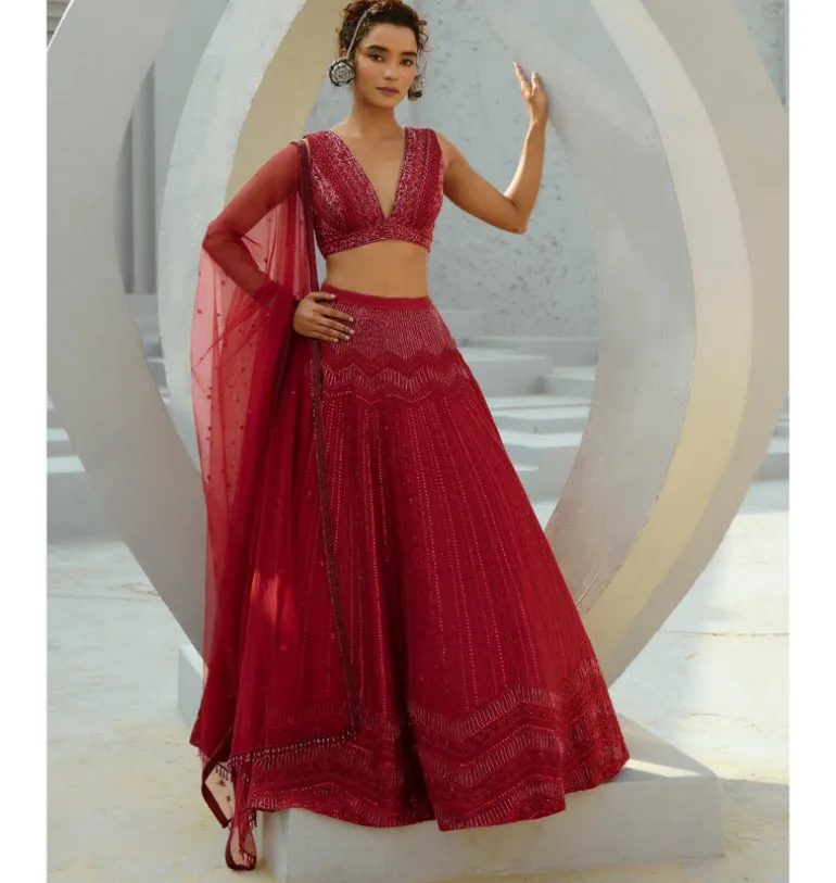 Red Alisha Skirt Set