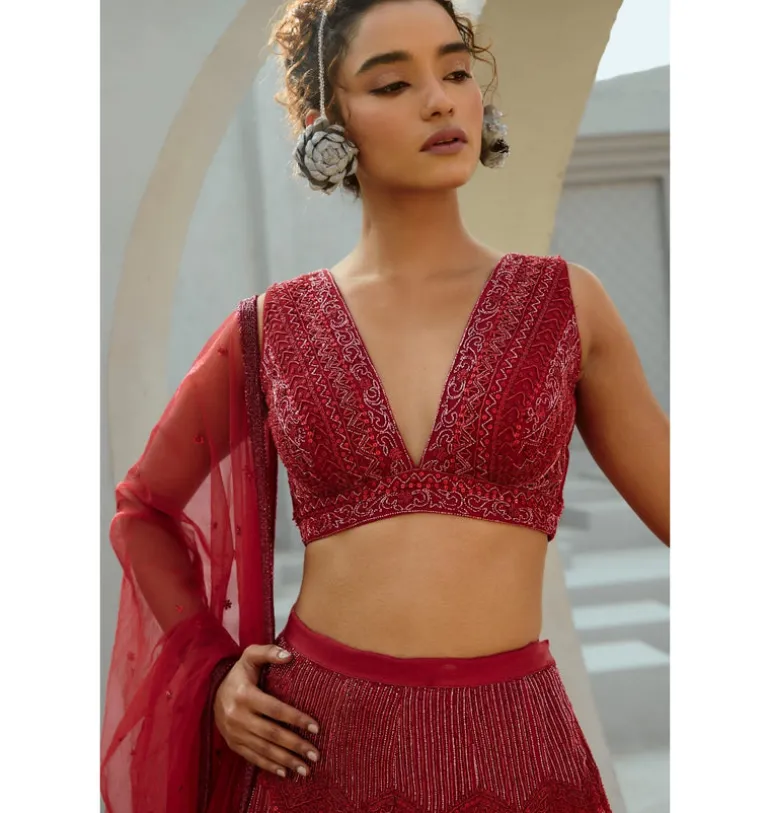 Red Alisha Skirt Set