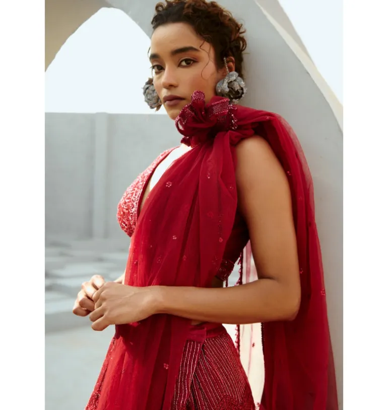 Red Alisha Skirt Set