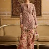 Red Embroidered Jacket And Flare Pants