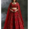 Red Floral Jaal Zari Lehenga