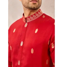 Red Haath Phool Kurta Set