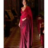 Red Ombre Sequin Georgette Sari