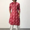 Red Peonies Printed Kurta Set